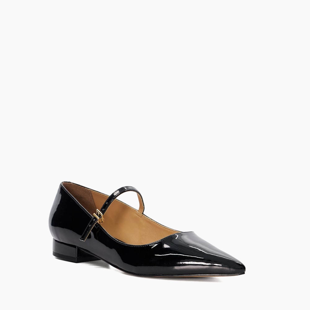 Hastas Black Pointed Patent Mary Janes Dune London